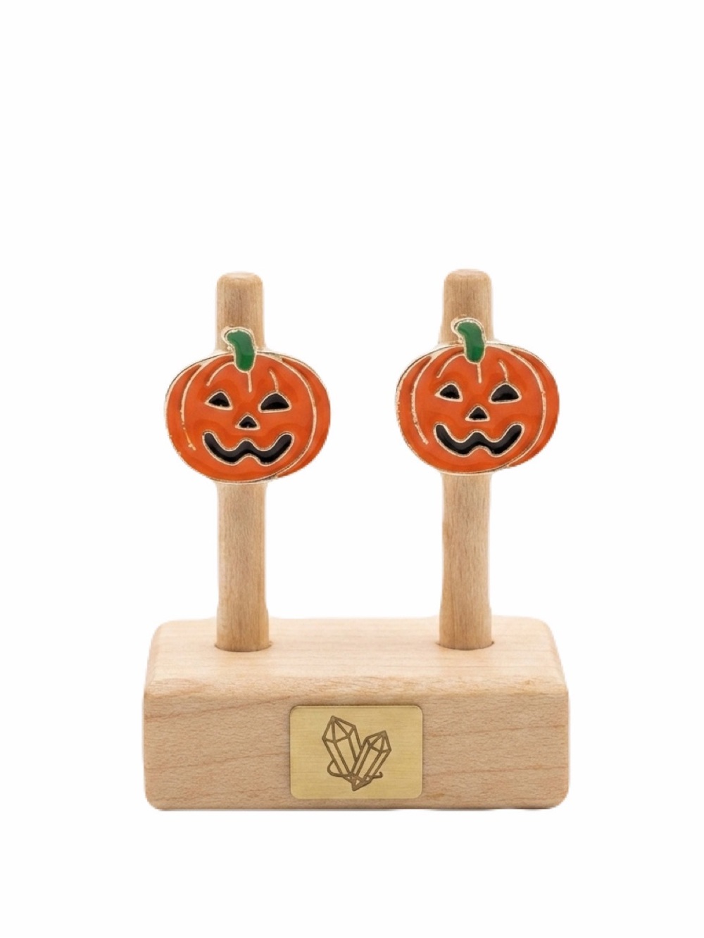 New Woman’s Halloween Orange Pumpkin Handmade Sterling Silver Stud Earrings